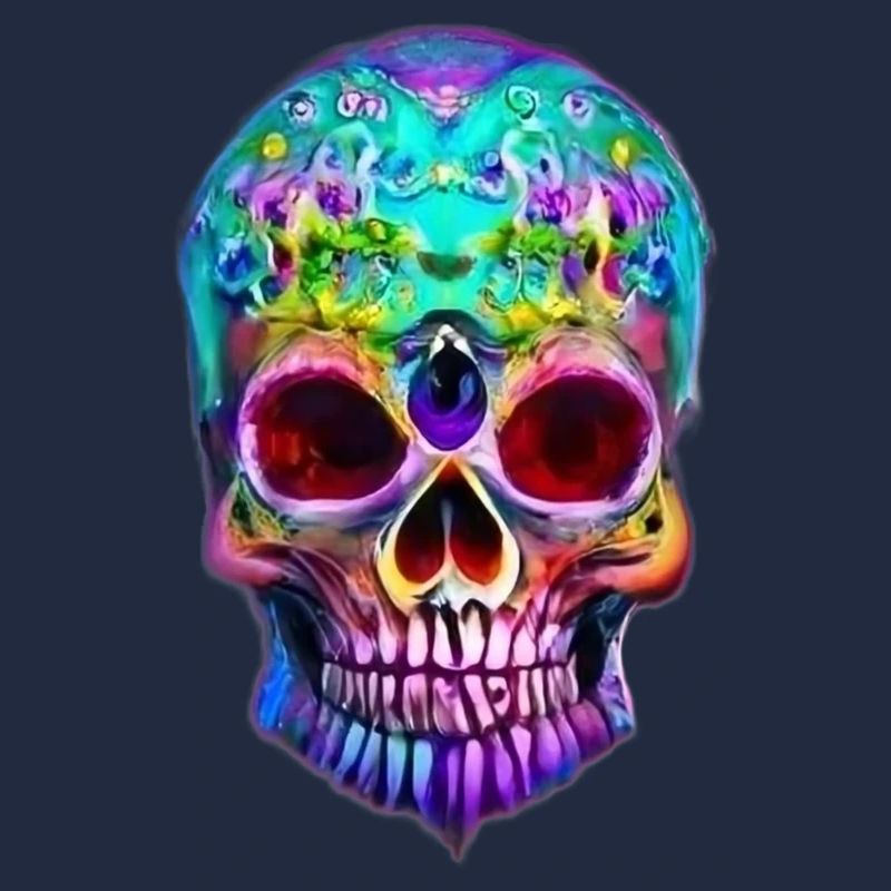 Tête de mort stylisée multicolore