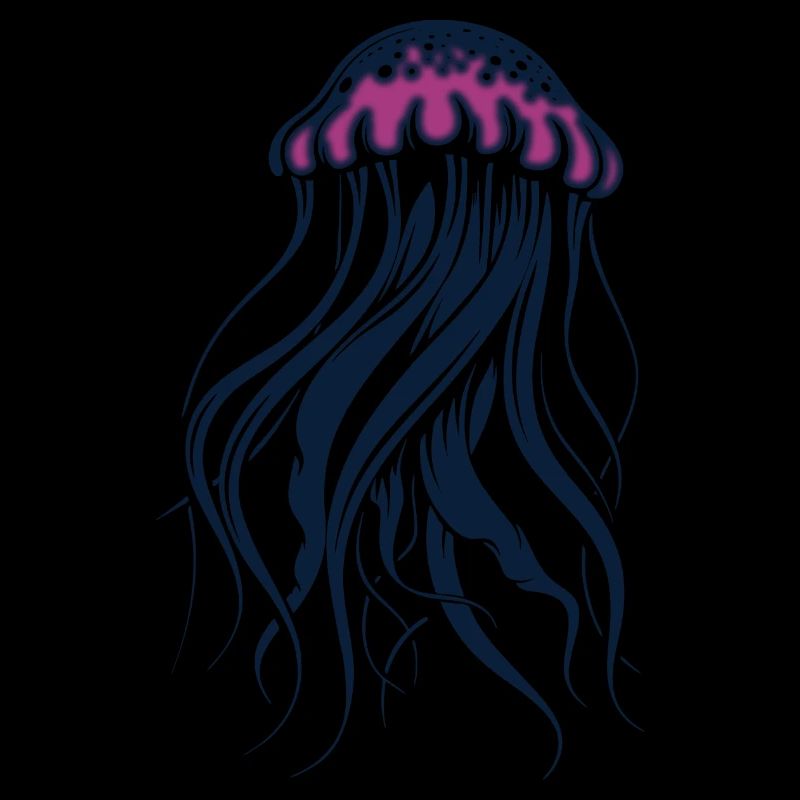 Float and glow, jellyfish with tentacles