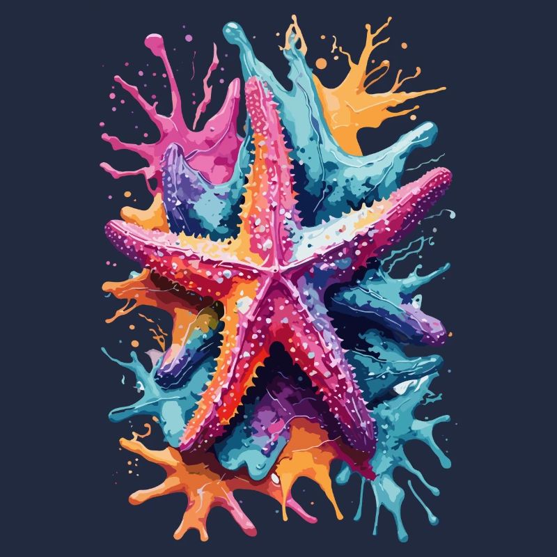 Étoile de mer dans la mer, Aquarelles, Lac, Eau