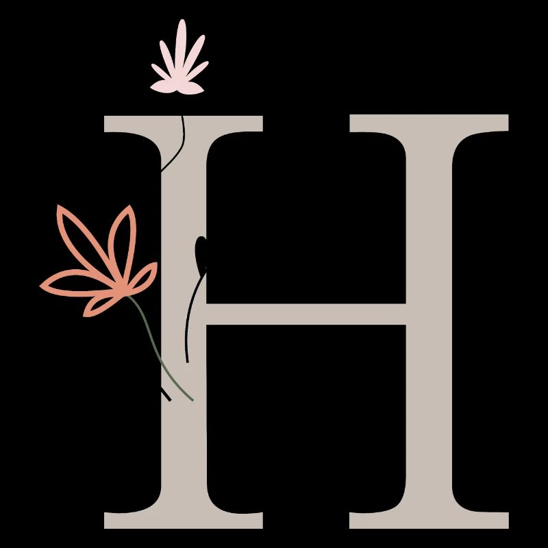 H, lettre H avec des fleurs