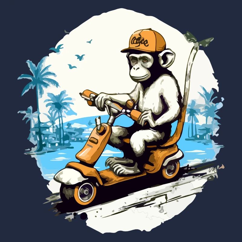 Zeze den Affen auf dem Roller