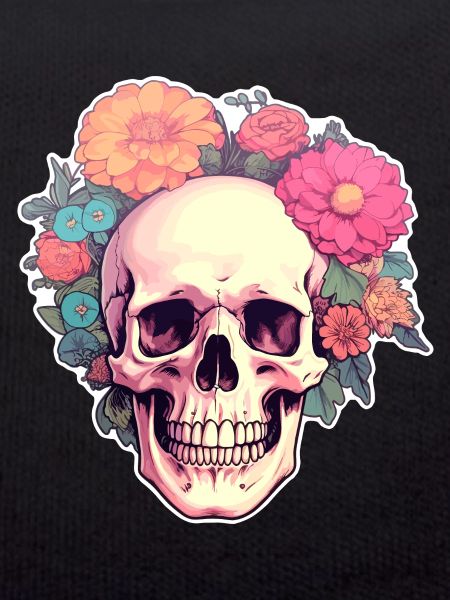 Human Skull & Flowers 2