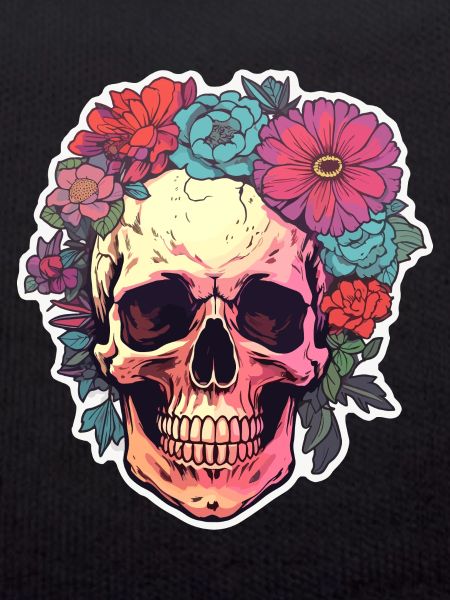 Human Skull & Flowers 3