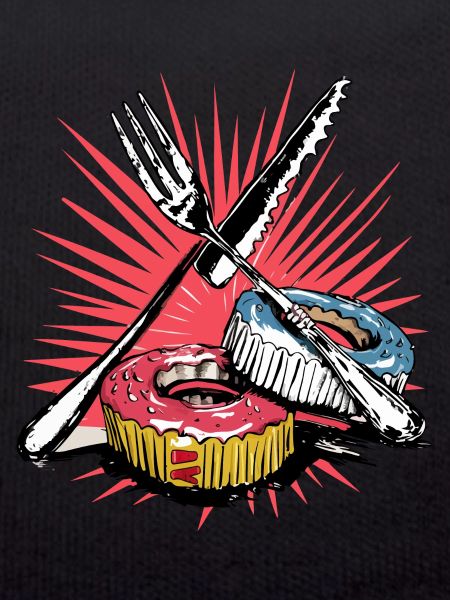 Fourchette et couteau et gâteaux