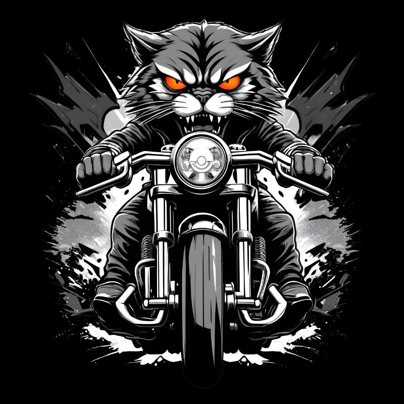 Angry Cat ride Motorcycle