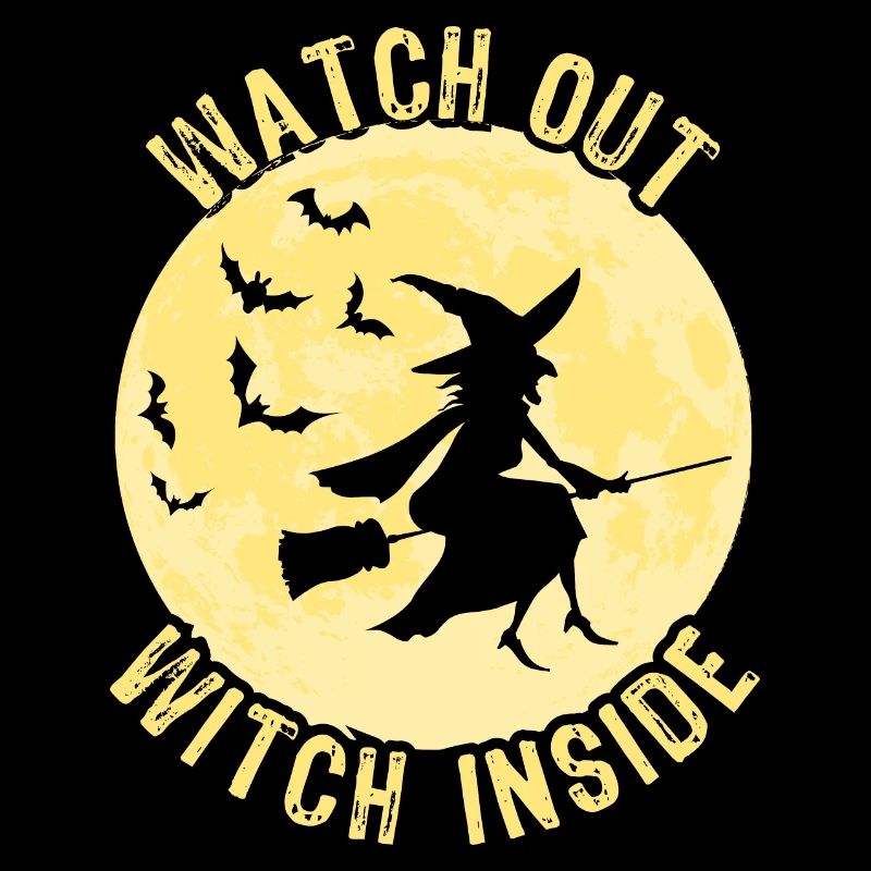 Hexe Halloween Hexenbesen Aufpassen Geschenk