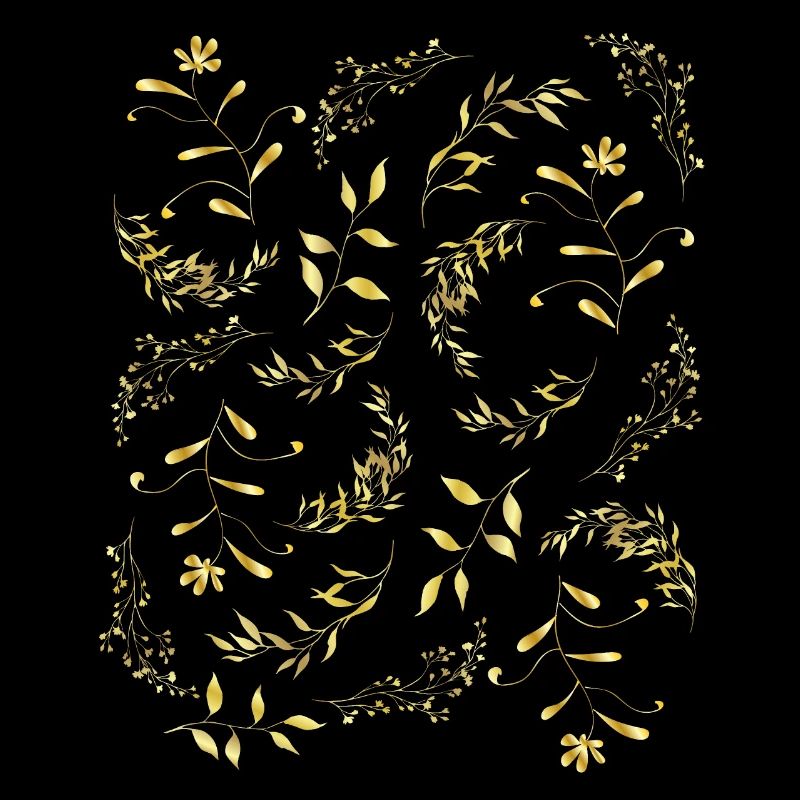 Gold pattern flowers leaves elegant golden noble