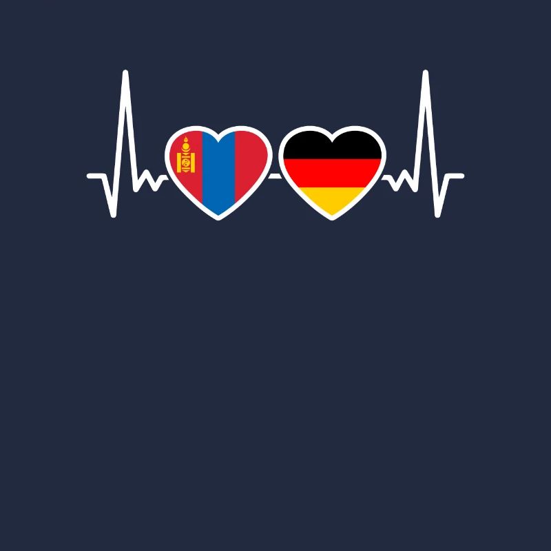 Mongolia Germany Heartbeat Flag Mongolian