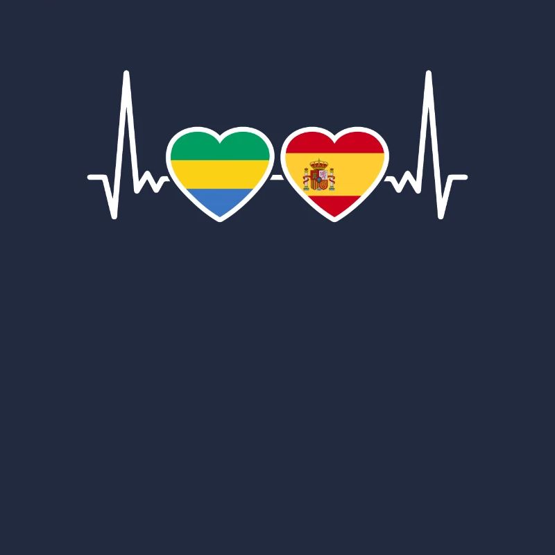 Gabun Spanien Herzschlag Flagge Spanisch Gabuner