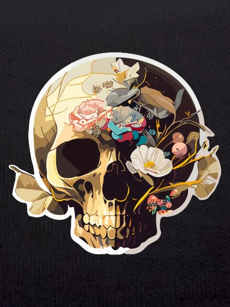 Human Skull & Flowers 19