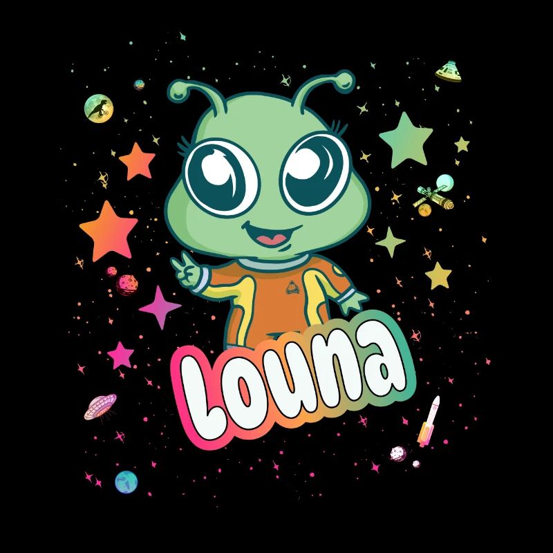 LOUNA - Schöner Mädchen Name mit süßem Alien