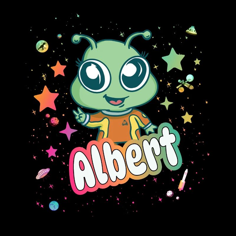 ALBERT - Beautiful boy name with cute alien