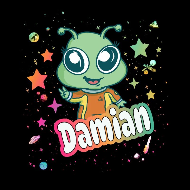DAMIAN - Beau nom de garçon avec un extraterrestre mignon