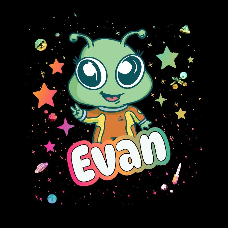 EVAN - Schöner Junge Name mit süßem Alien