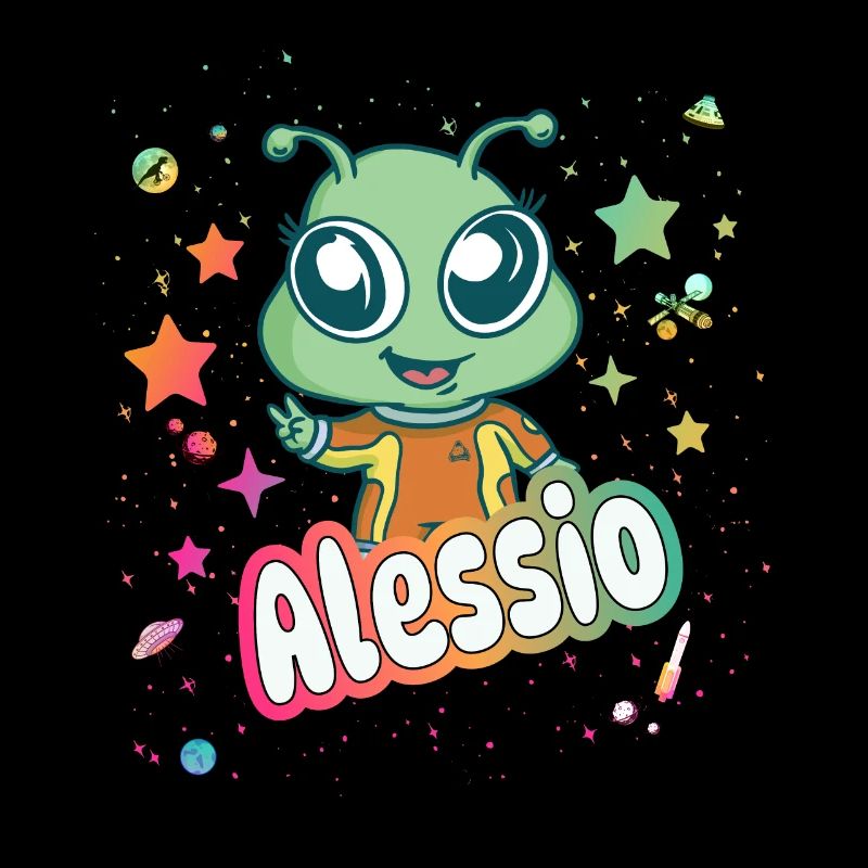 ALESSIO - Schöner Junge Name mit süßem Alien