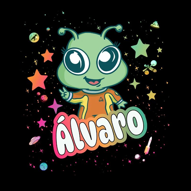 ÁLVARO - Beau nom de garçon avec extraterrestre mignon