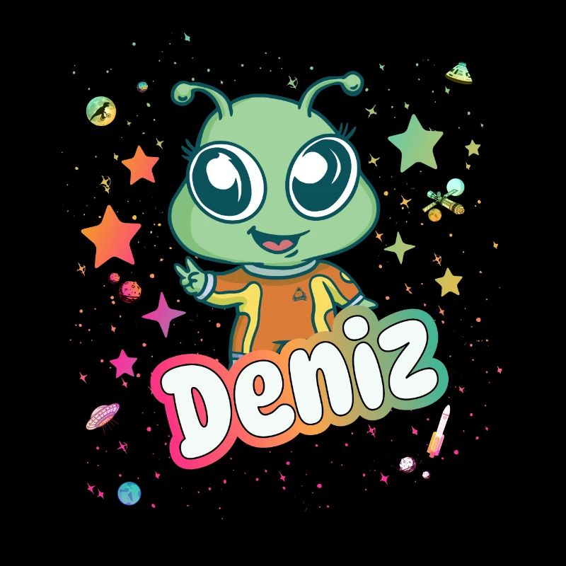 DENIZ - Schöner Junge Name mit süßem Alien
