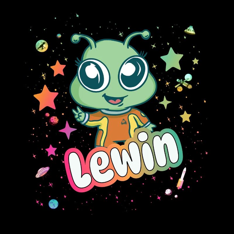 LEWIN - Beau nom de garçon avec extraterrestre mignon