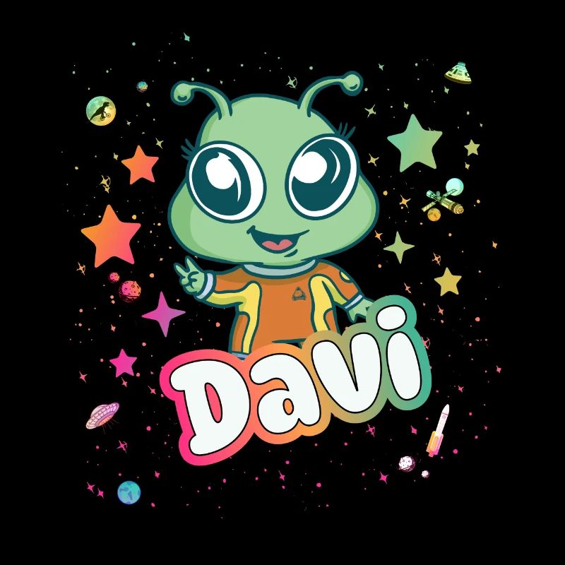 DAVI - Beautiful boy name with cute alien