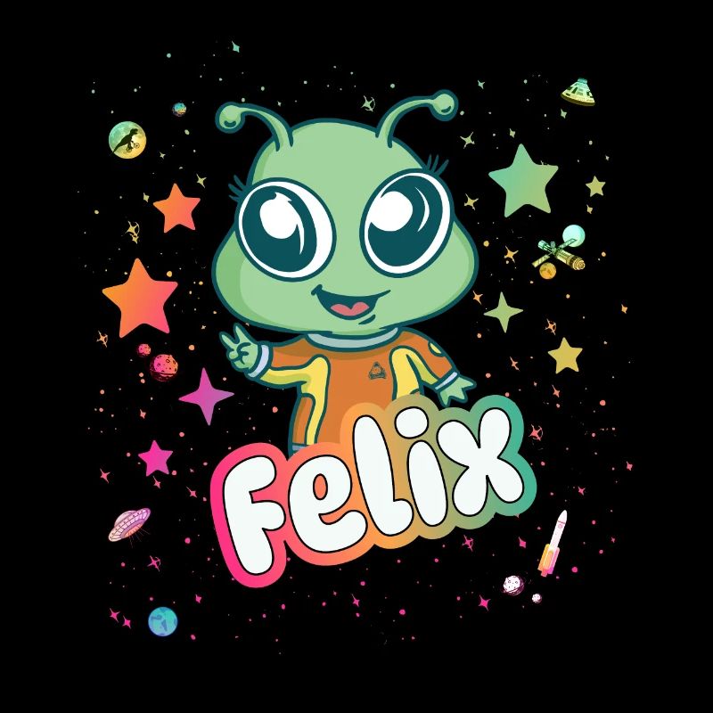 FELIX - Schöner Junge Name mit süßem Alien