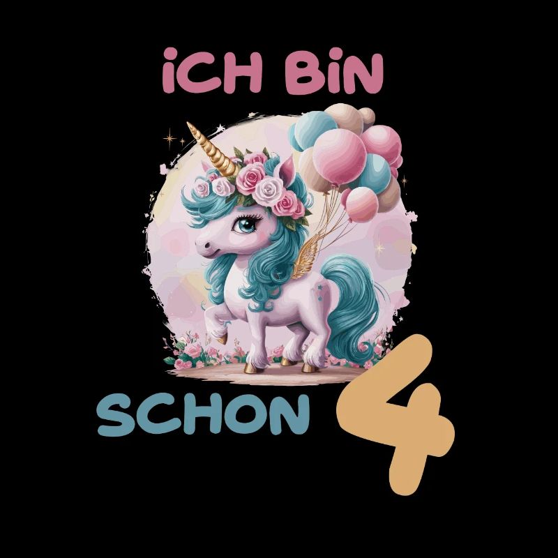 Magisches Einhorn Ballon 4 Geburtstag Vierter
