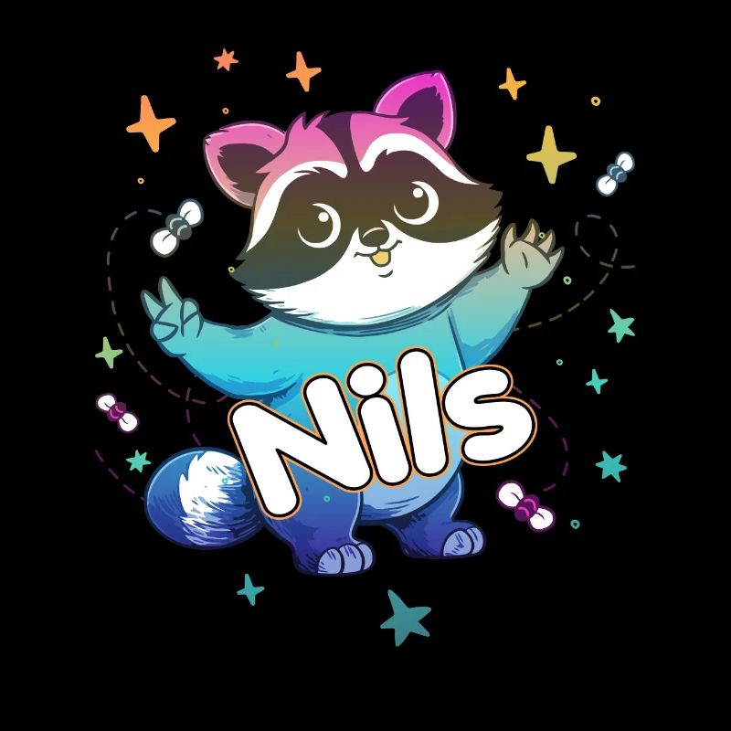 NILS - Beau prénom de garçon avec un raton laveur mignon