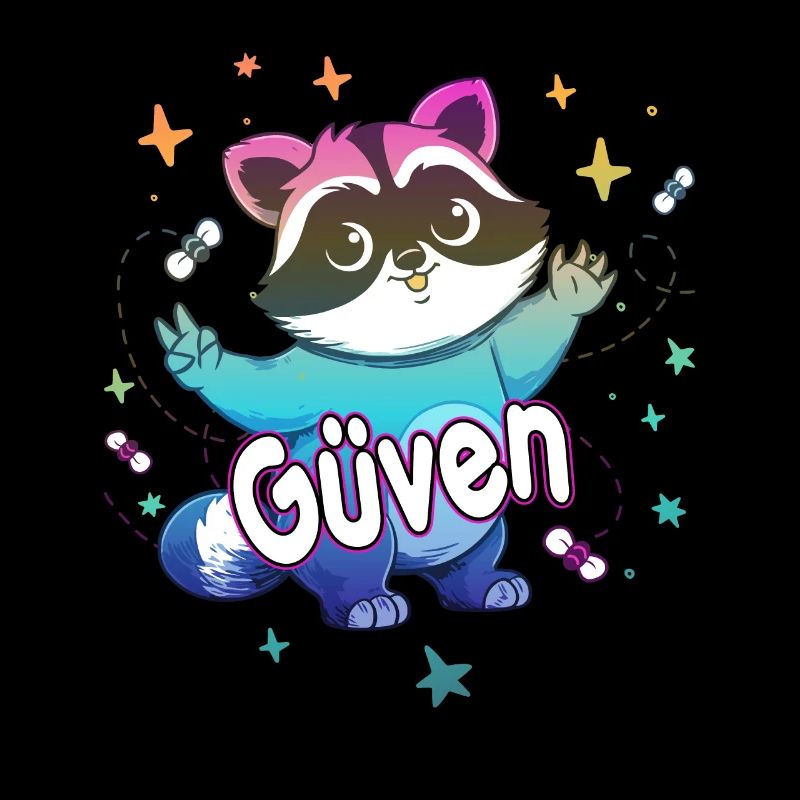 GÜVEN - Beau prénom de garçon avec un raton laveur mignon
