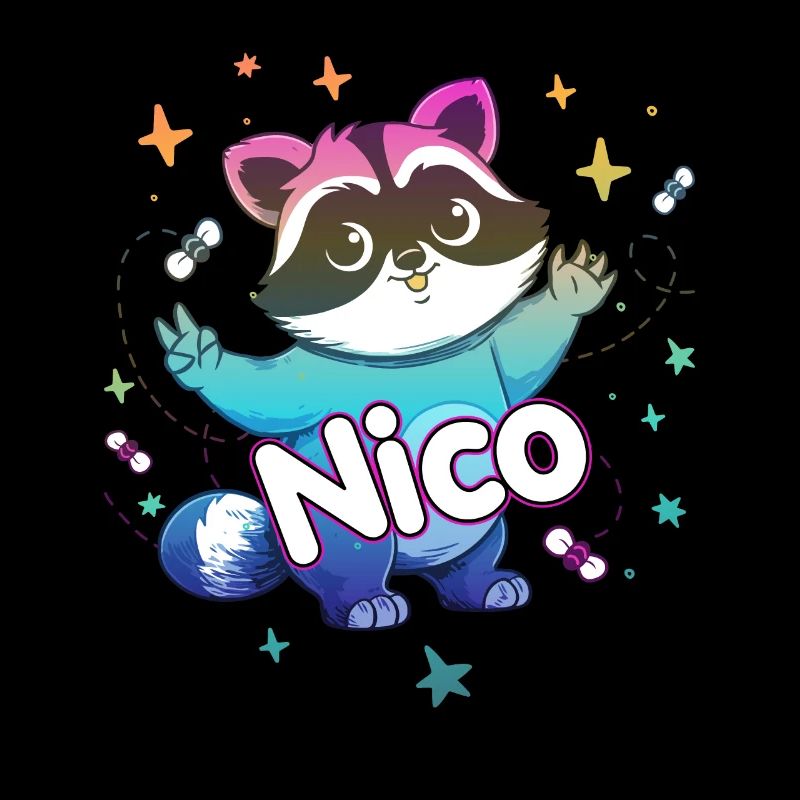 NICO - Beau nom de garçon avec un raton laveur mignon