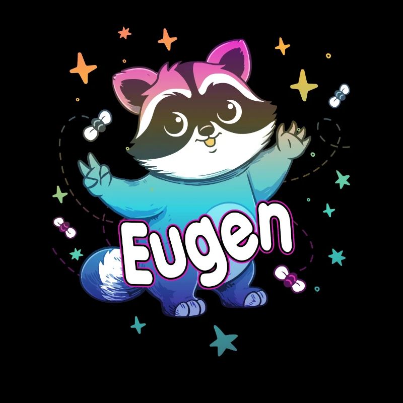 EUGEN - Beautiful boy name with cute raccoon
