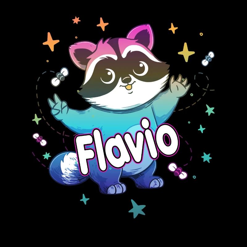 FLAVIO - Beau prénom de garçon avec un raton laveur mignon