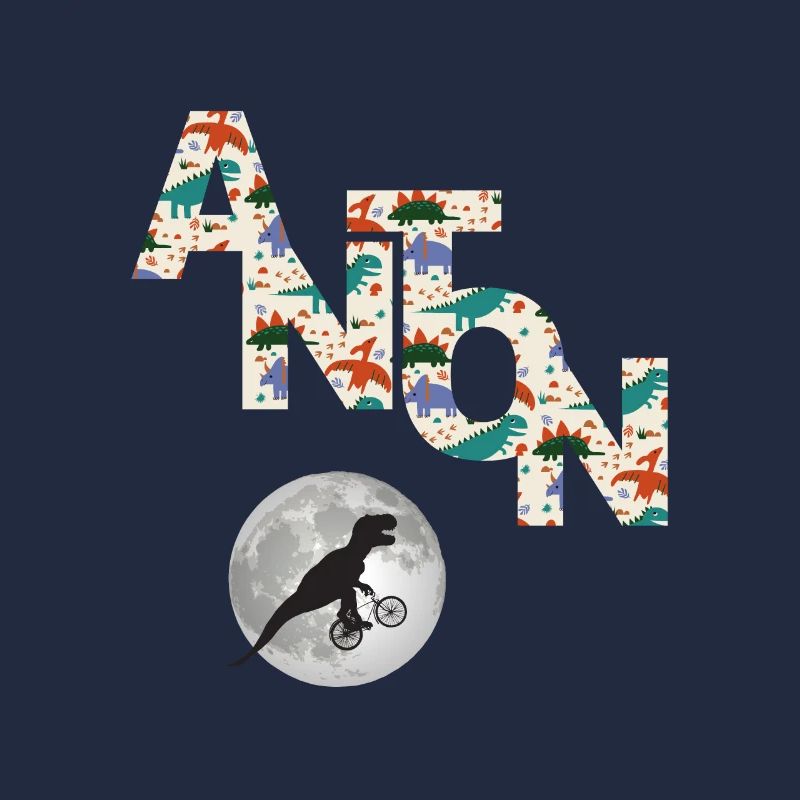 ANTON - Beautiful boy name with dinosaur