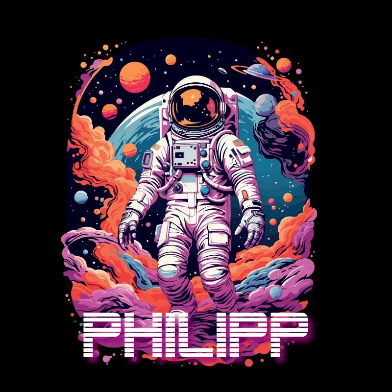 PHILIPP - Beautiful boy name with cool astronaut