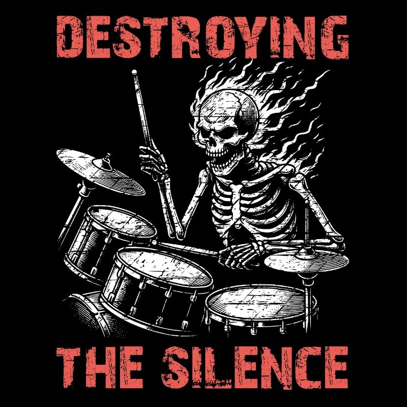 Drummer Skull Skelett am Drumset