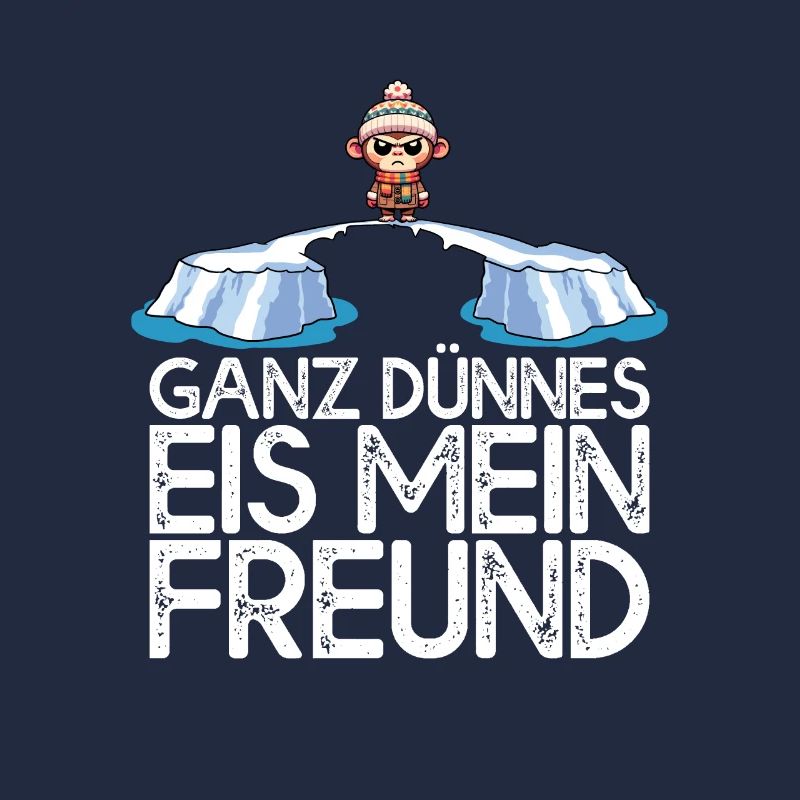 Ganz dünnes Eis mein Freund Affe auf Eisscholle