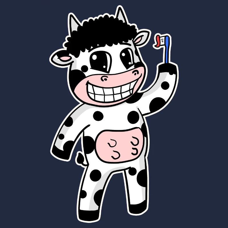 Vache avec brosse à dents