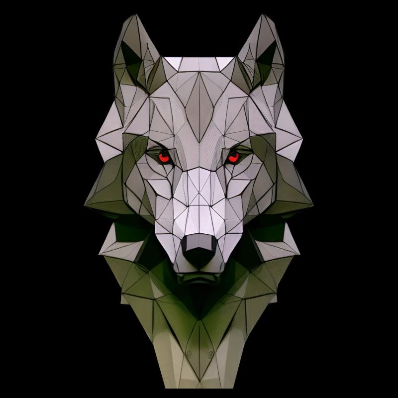 Polygon Design Wolf animal head colored
