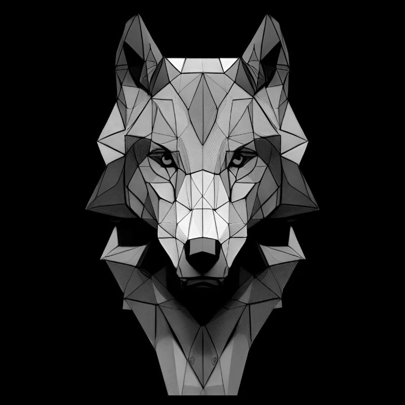 Polygon Design Wolf animal head black white
