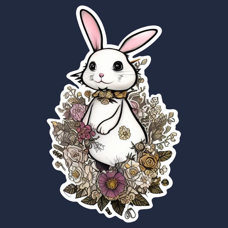 mignon lapin de pâques dans les fleurs