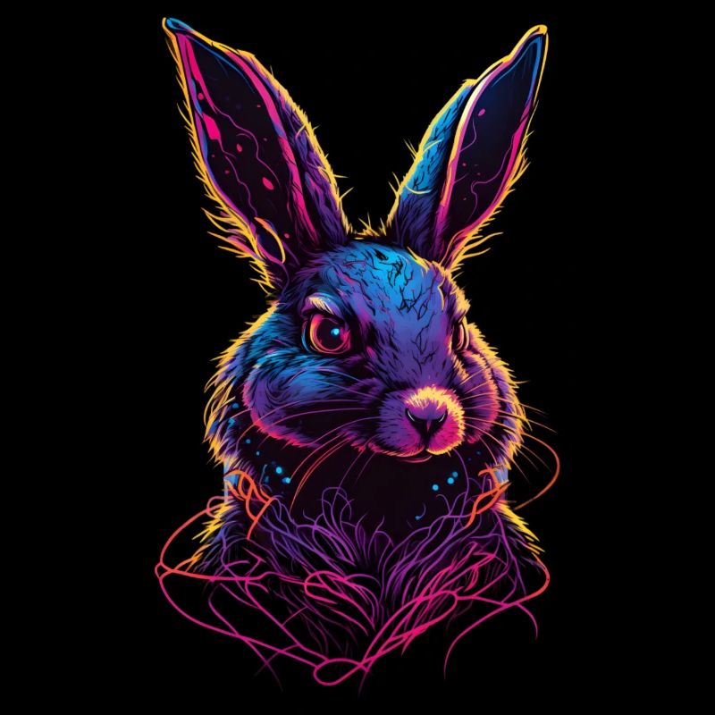 Hase Synthwave 80 s Geschenk