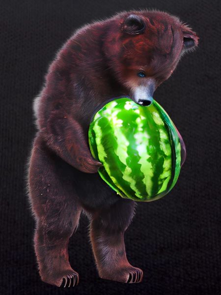 Bear with watermelon