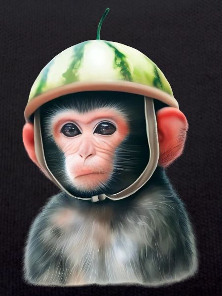 Monkey with watermelon