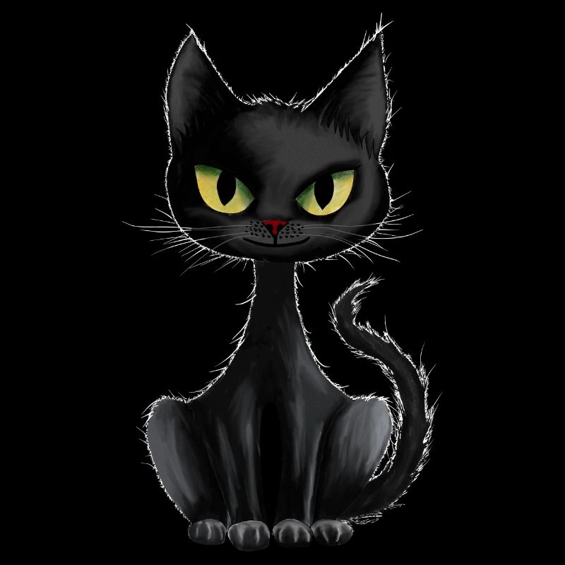 CHAT NOIR SUR UN T-SHIRT NOIR