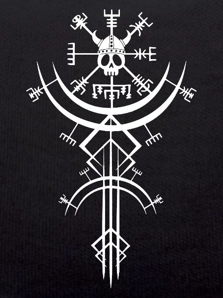 White skull and Viking compass