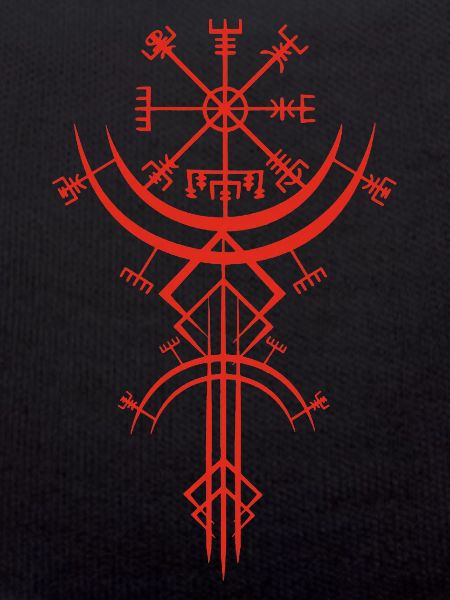 Rotes Symbol eines Wikinger-Kompasses
