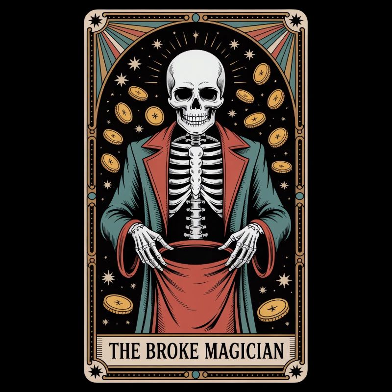 The Broke Magician Skeleton Wizard Tarot