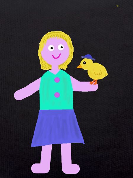 Lächelndes Mädchen Küken Huhn