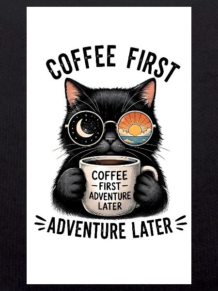 Coffee first, adventure later Cat