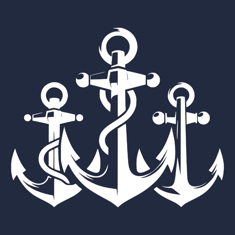 Three anchors with rope rope around the iron