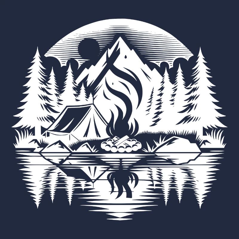 Vacances en camping dans la forêt avec un lac réfléchissant