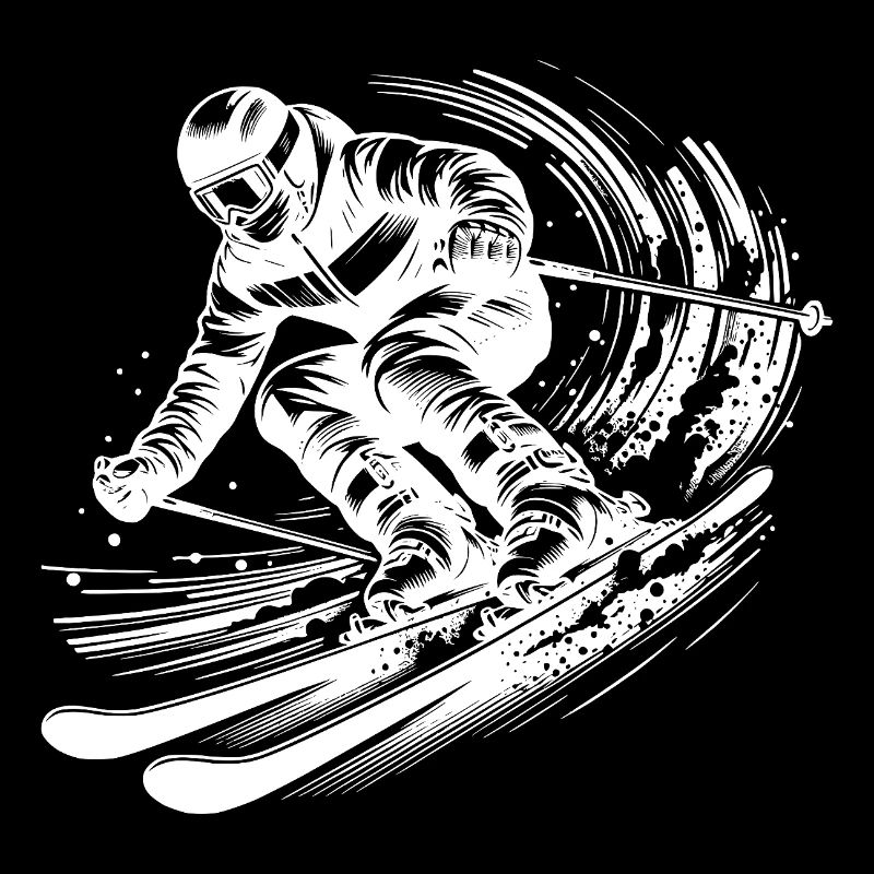 Skier avec une dynamique impressionnante dans la neige